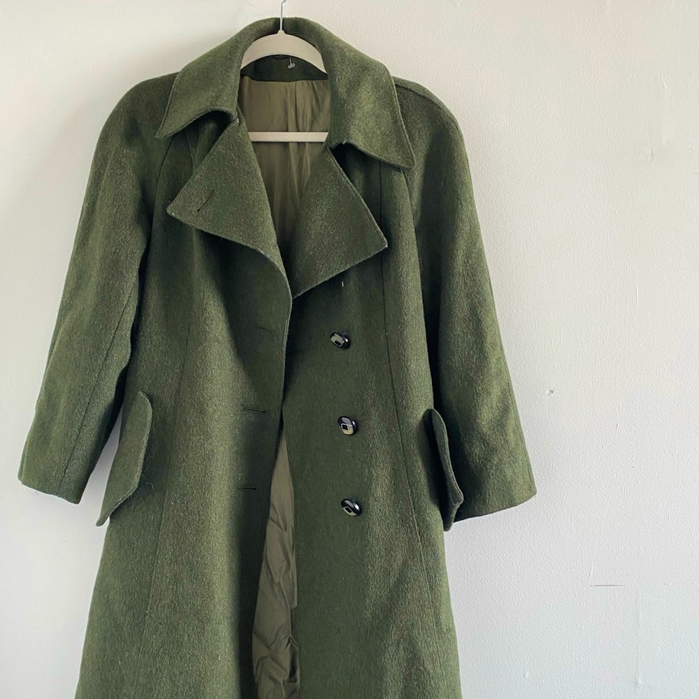 Vintage Midi Forest Green Wool Coat